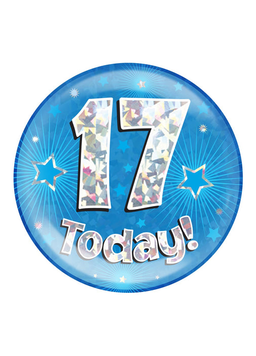 Blue 17th Birthday Jumbo Badge