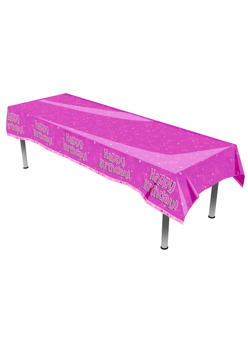 Pink Happy Birthday Table Cover