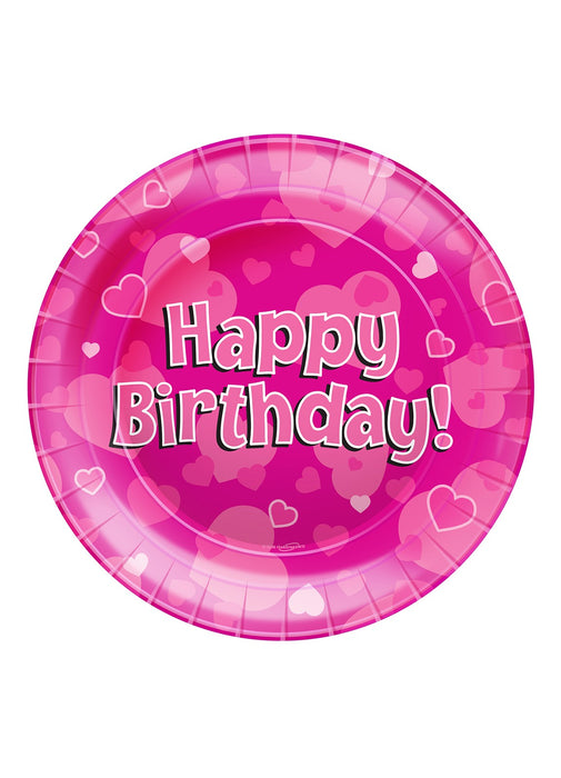 Pink Happy Birthday Plates 8pk