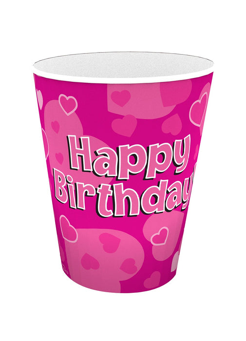 Pink Happy Birthday Cups 8pk