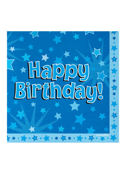 Blue Happy Birthday Napkins 16pk