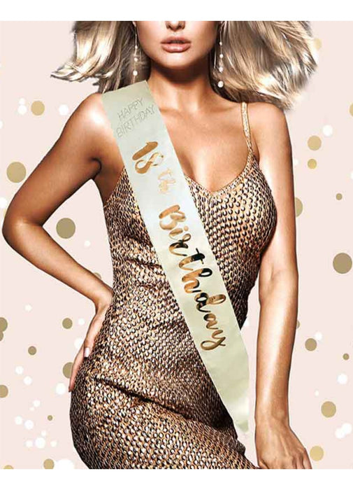 Cream & Rose Gold 18th Birthday Sash