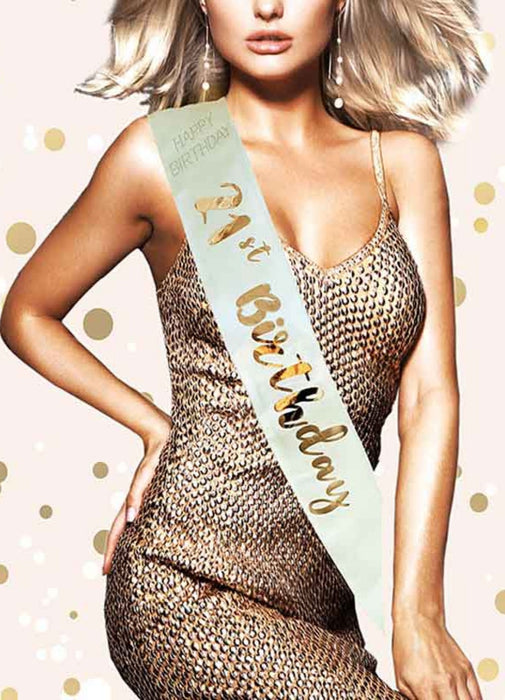 Cream & Rose Gold 21st Birthday Sash
