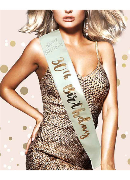 Cream & Rose Gold 30th Birthday Sash