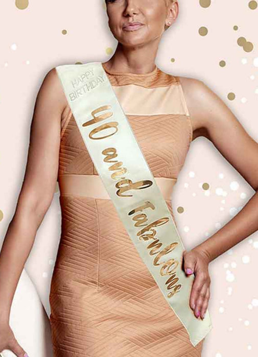 Cream & Rose Gold 40th Birthday Sash
