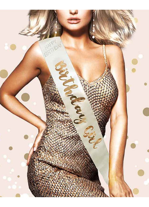 Cream & Rose Gold Birthday Girl Sash