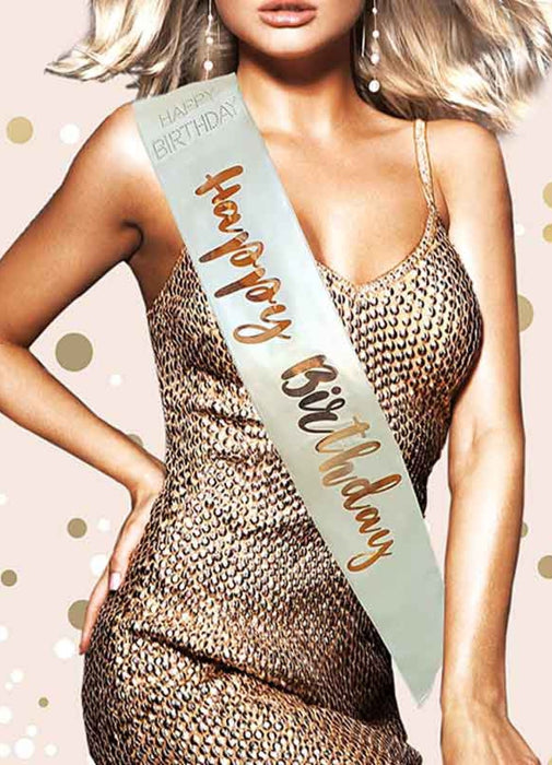 Cream & Rose Gold Happy Birthday Sash