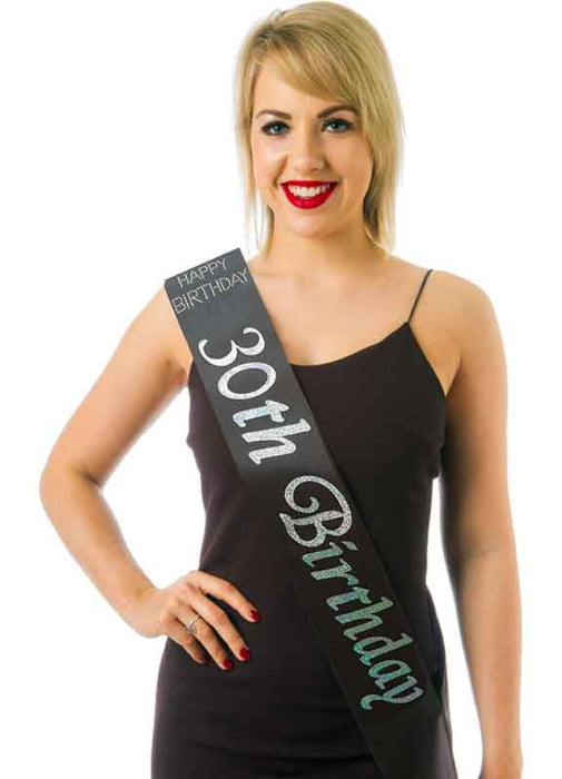 30th Birthday Black Sash