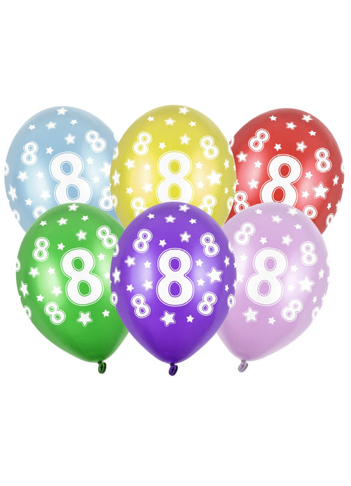 Happy 8th Birthday Latex Balloons 6pk