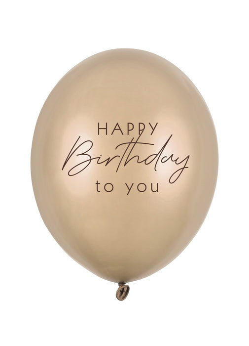 Cold Gold Happy Birthday Latex Balloons 6pk