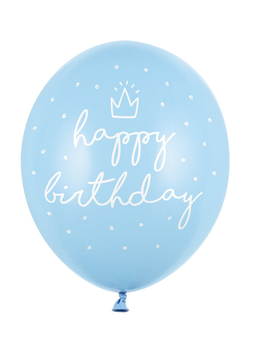 Blue Happy Birthday Latex Balloons 6pk