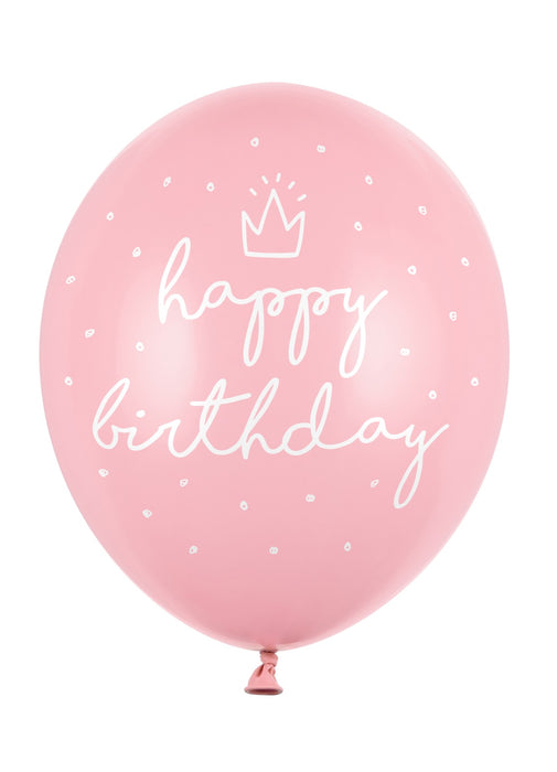 Pink Happy Birthday Latex Balloons 6pk