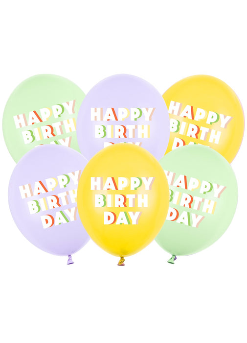 Happy Birthday Mix Latex Balloons 6pk