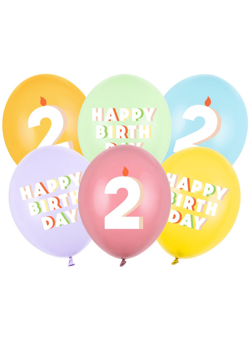 2nd Birthday Mix Latex Balloons 6pk