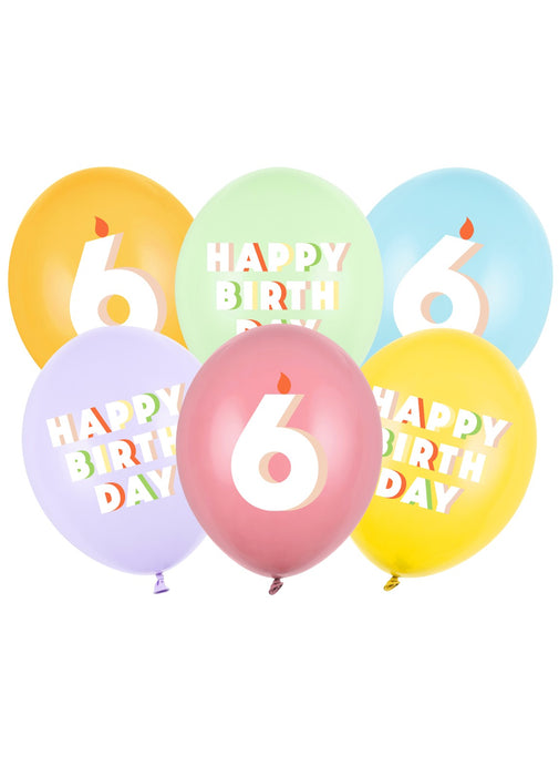 6th Birthday Mix Latex Balloons 6pk