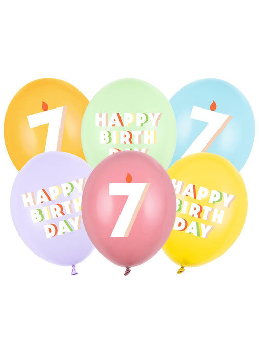7th Birthday Mix Latex Balloons 6pk