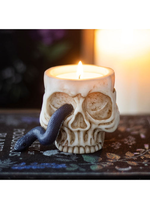 Skull & Snake Resin Candle Holder