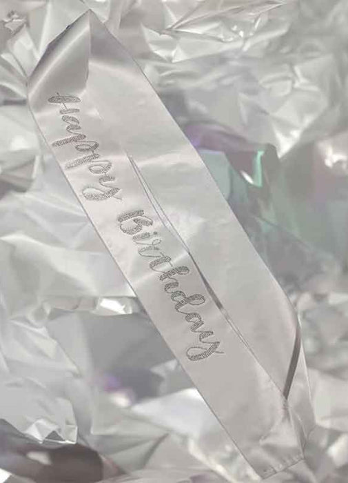 Silver Diamante Birthday Sash