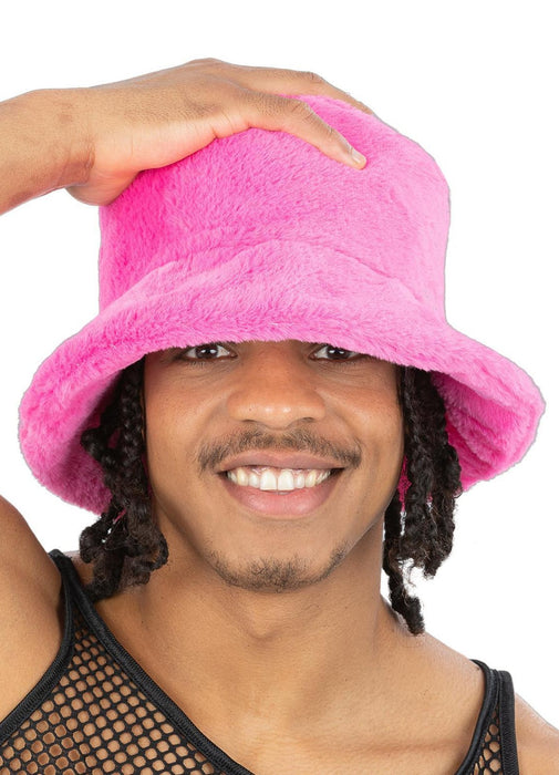 90s Pink Fur Bucket Hat