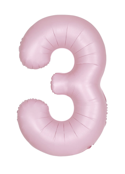 Number 3 Light Pink Foil Balloon