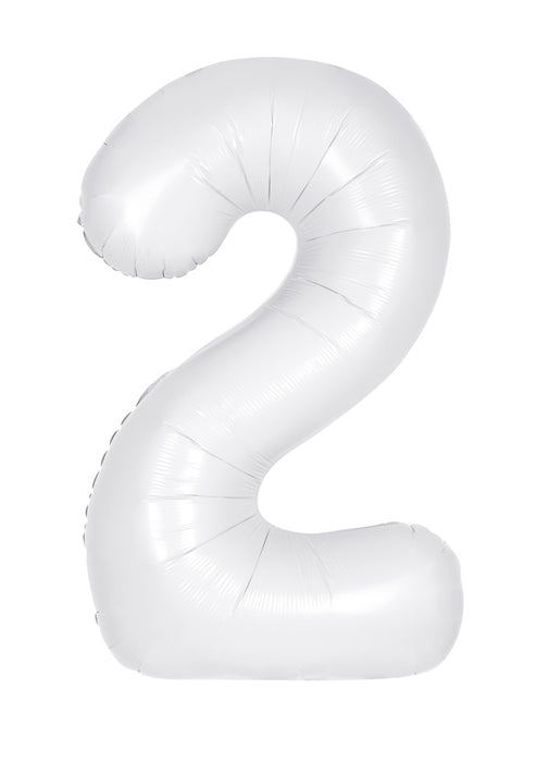 Number 2 White Foil Balloon