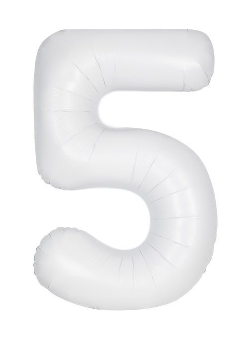 Number 5 White Foil Balloon