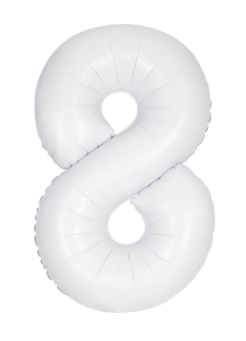 Number 8 White Foil Balloon