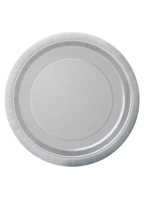 Silver Party Round Paper Plates 16pk