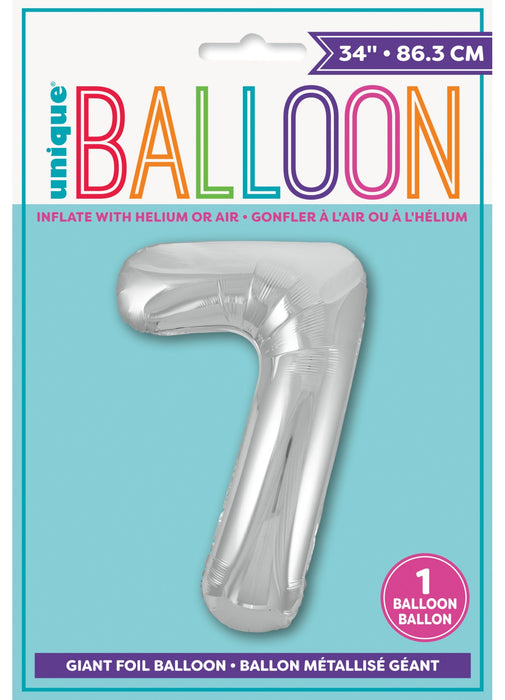 Number 7 Silver Foil Balloon
