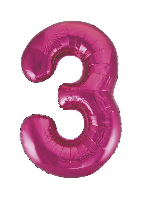 Number 3 Pink Foil Balloon