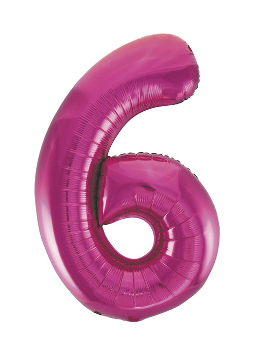 Number 6 Pink Foil Balloon