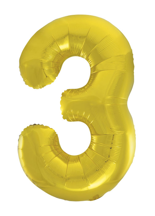 Number 3 Gold Foil Balloon