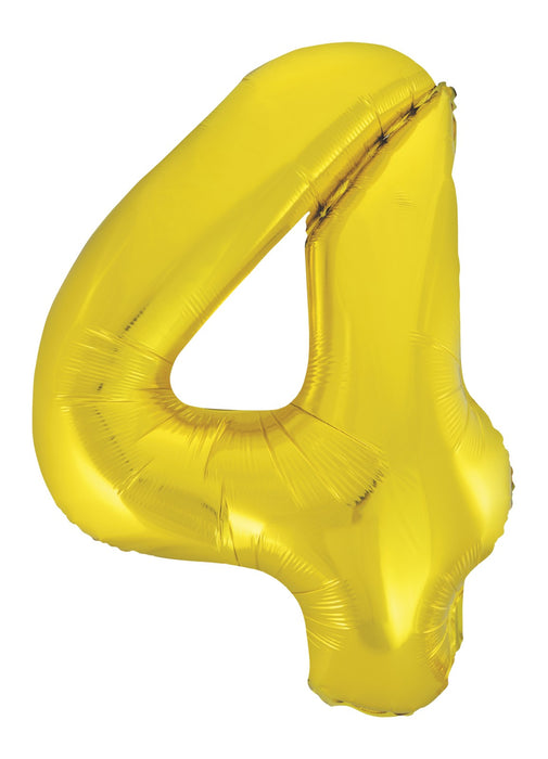 Number 4 Gold Foil Balloon