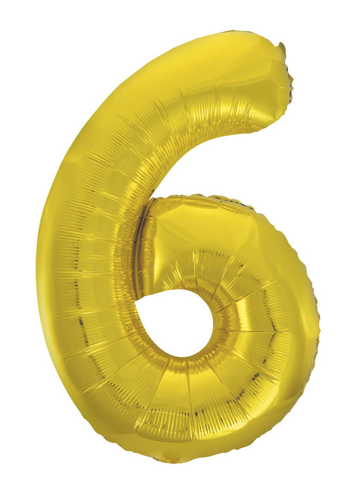Number 6 Gold Foil Balloon