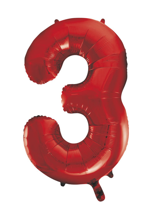 Number 3 Red Foil Balloon
