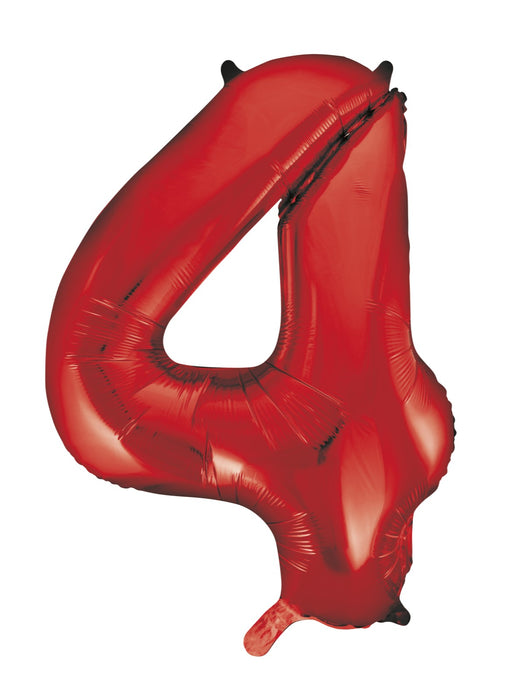 Number 4 Red Foil Balloon