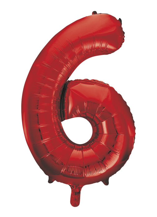 Number 6 Red Foil Balloon