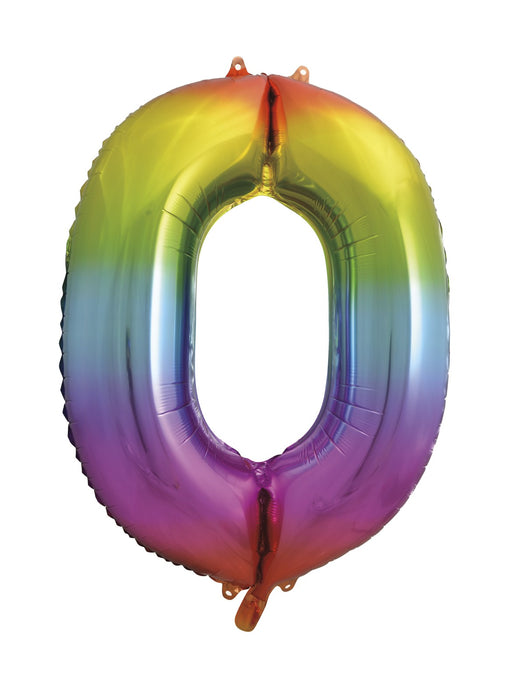 Number 0 Rainbow Foil Balloon