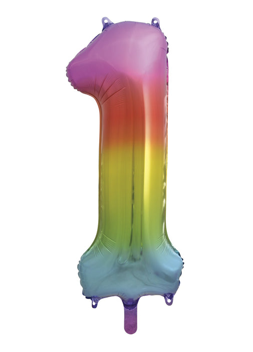 Number 1 Rainbow Foil Balloon