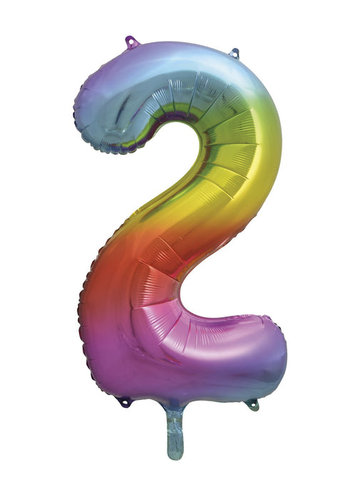 Number 2 Rainbow Foil Balloon