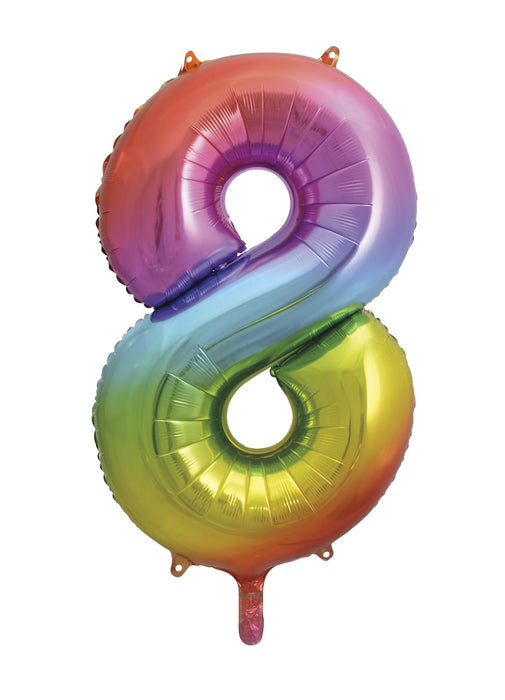 Number 8 Rainbow Foil Balloon