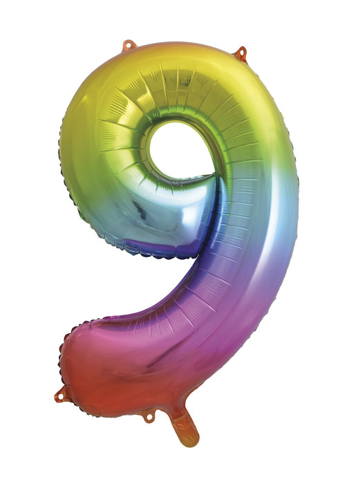 Number 9 Rainbow Foil Balloon