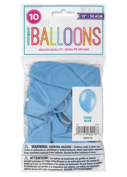 Cool Blue Latex Balloons 10pk