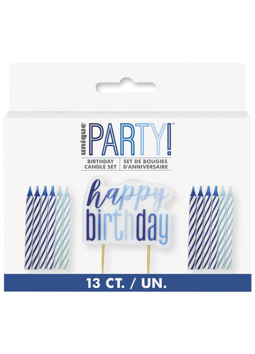 Blue Glitz Happy Birthday Candle Set