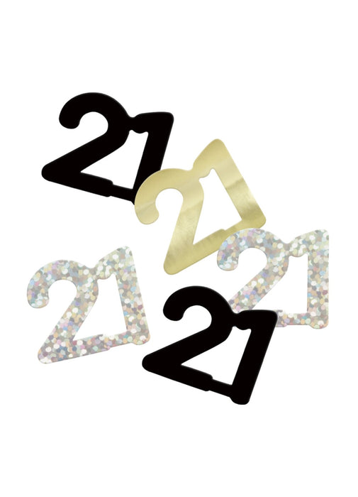 Black Glitz Age 21 Confetti