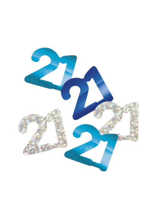 Blue Glitz Age 21 Confetti