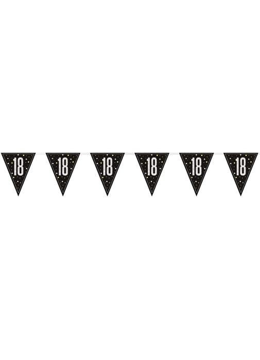 Black Glitz 18th Birthday Flag Banner