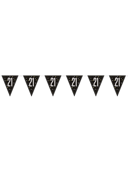 Happy 21st Birthday Flag Banner – 4m Lange Wimpelkette, Glitzerndes Design Mit Aufschrift, Wetterfest, Von Amscan Happy 21st Birthday Flag Banner – 4m Lange Wimpelkette, Glitzerndes Design Mit Aufschrift, Wetterfest, Von Amscan