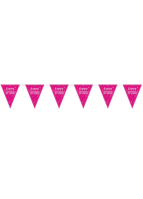 Pink Glitz Happy Birthday Flag Banner
