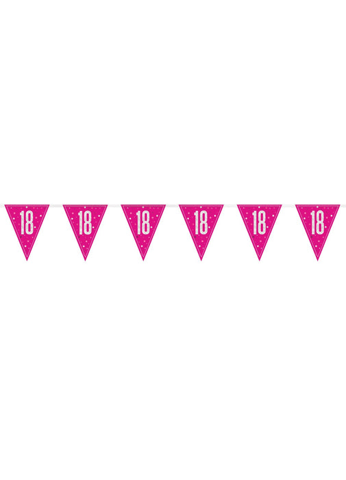 Pink Glitz Age 18 Flag Banner
